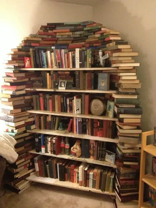 Bookcase made of books