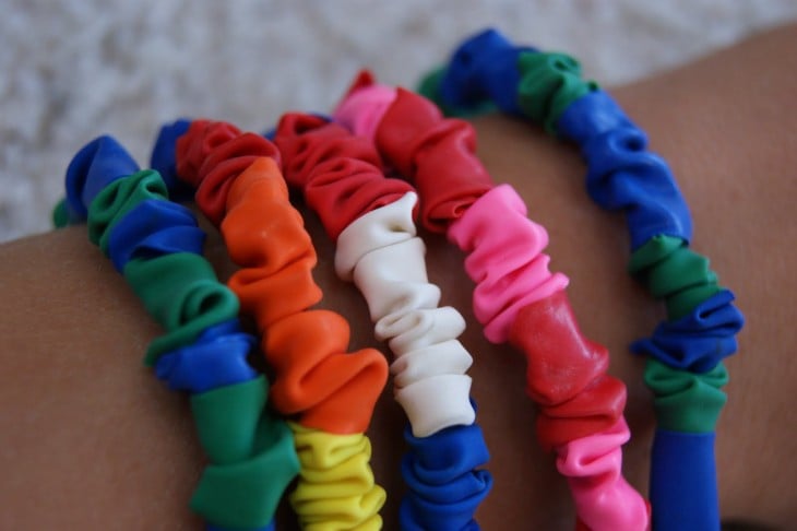 Bracelets made with colorful balloons 