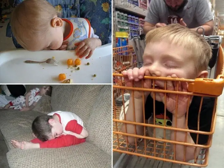 CHILDREN ASLEEP IN DIFFERENT PLACES