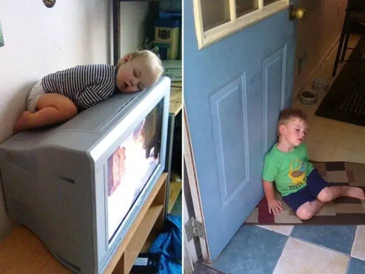 CHILDREN FELL ASLEEP IN DIFFERENT PLACES