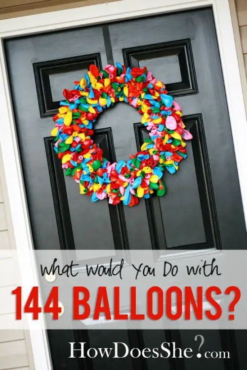 Decorative Door Wreath Made from Deflated Balloons 