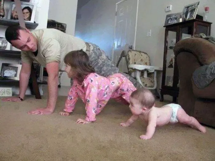 Father Shows Them How Exercise Is Important for Health