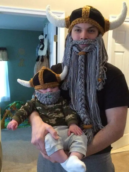Father in Biking scarf dressed up just like his baby