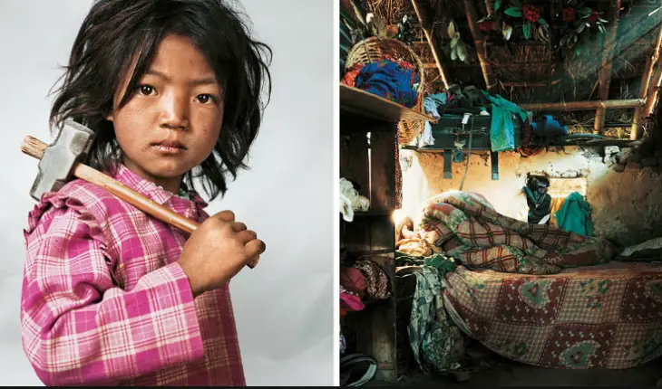 Girl holding an axe over her shoulder