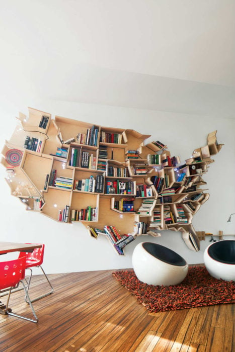 North American Shaped Bookcase
