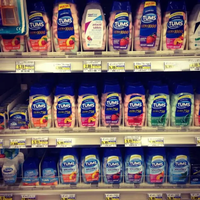 Shelves full of tums