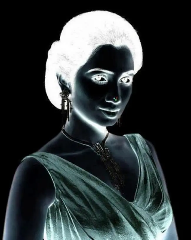 Woman in negative optical illusion