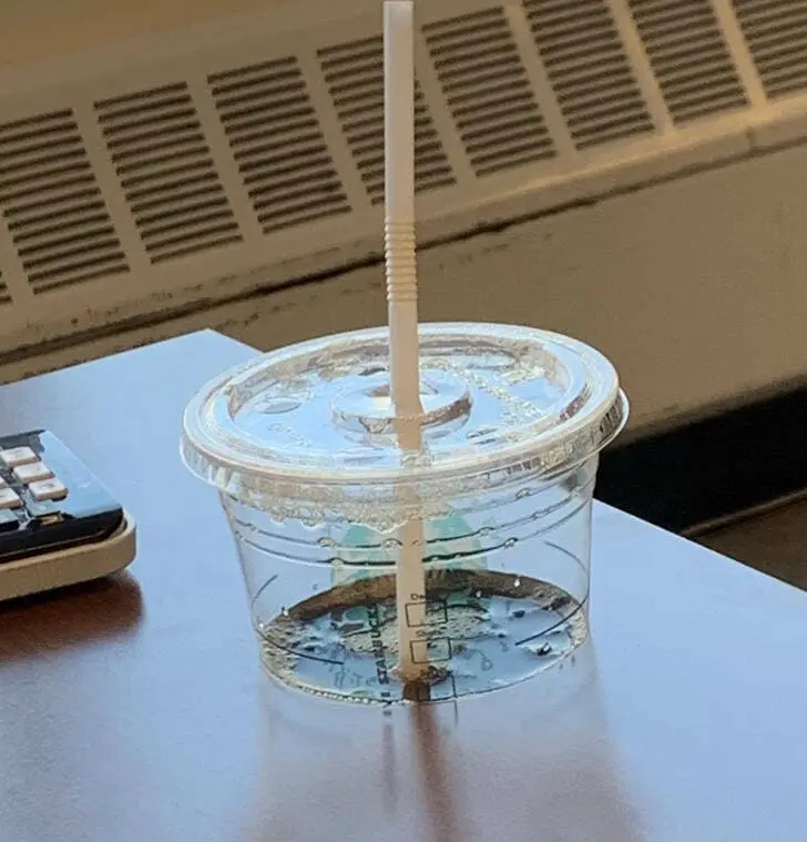 Glitch glass on a table