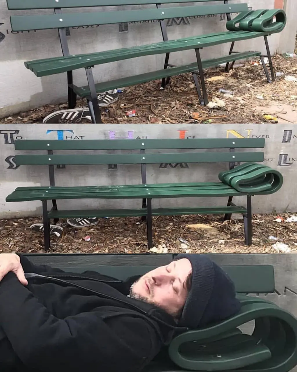 Public bench with pillow
