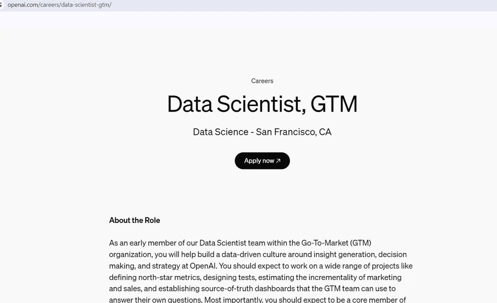 The annual salary of an OpenAI data scientist is between $245,000 and $310,000