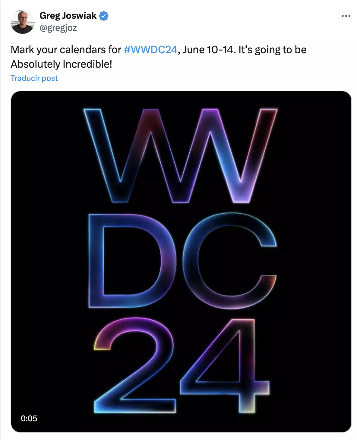 Greg Joswiak's post highlighting AI lettering
