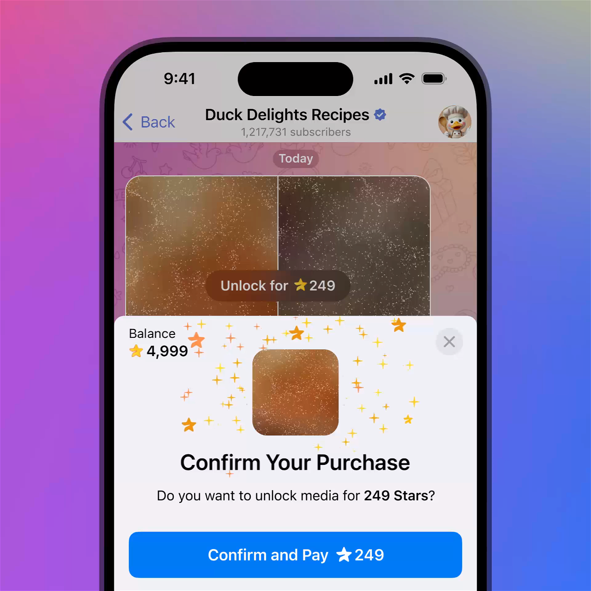 Telegram stars can now be used to unlock content
